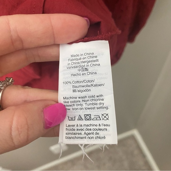 Madewell Pieced Eyelet Mockneck Ruffle Top Red Sz Small - Picture 10 of 10